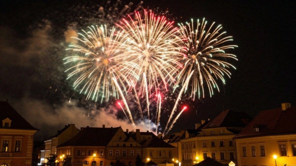 Kiedy zaplanowano pokaz sztucznych ogni o północy?